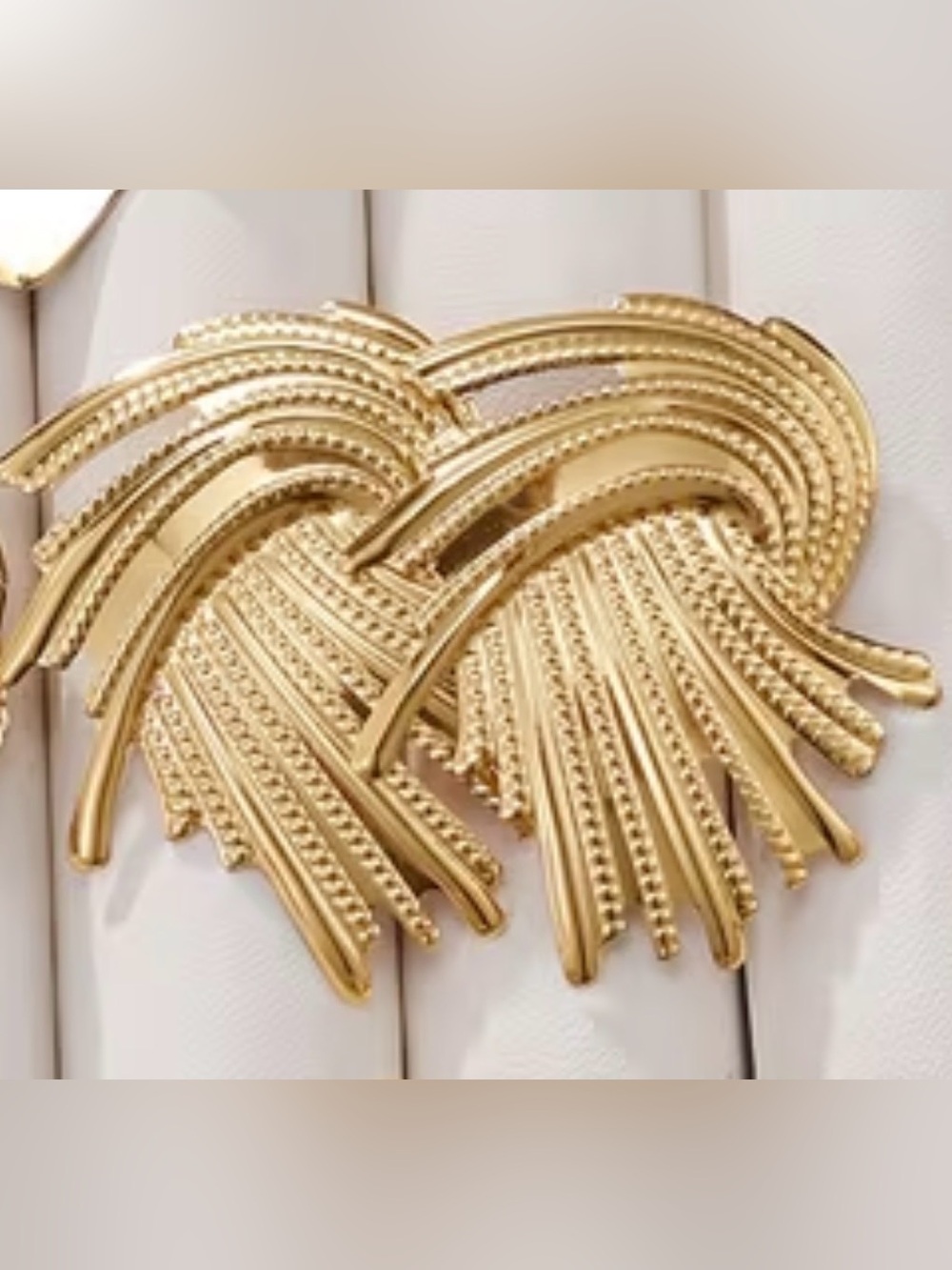 Gold Fan Statement Earrings - Elegant Women's Jewelry